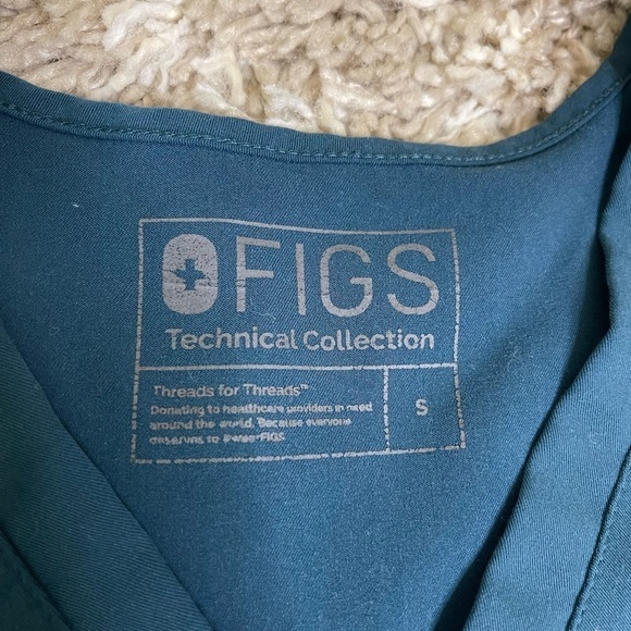 Figs Short Sleeve Technical Collection Turquoise Scrub Top Size S #0497 - Picture 6 of 9